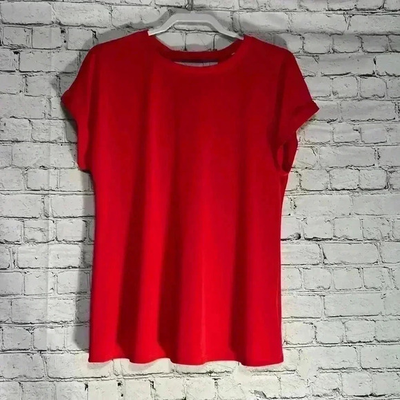 CATO SHORT SLEEVE TOP SHIRT RED CUTOUT BACK TIE ACCENT SIZE M - Picture 1 of 10